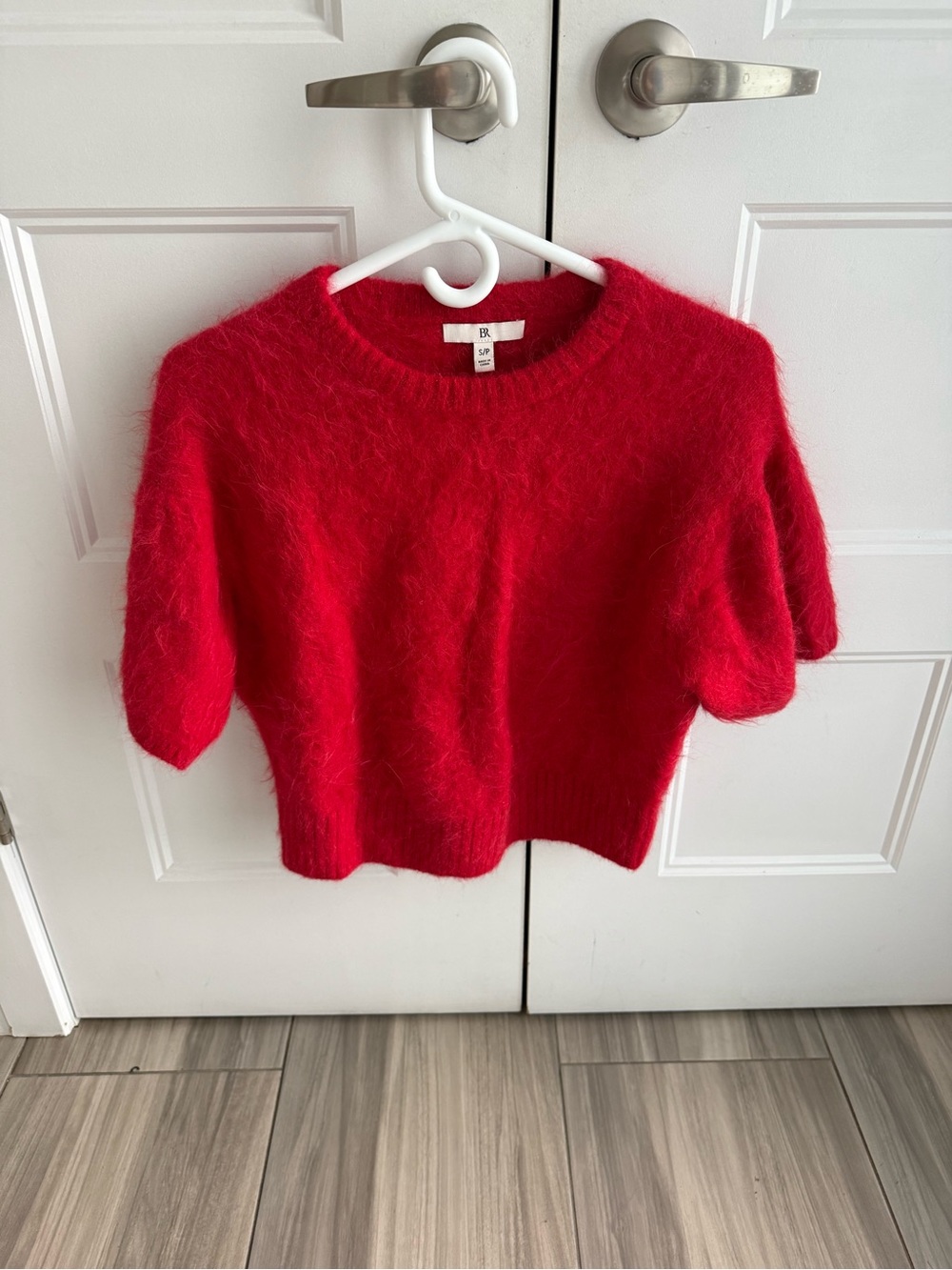 Banana Republic Bright Red Fuzzy Crewneck Sweater